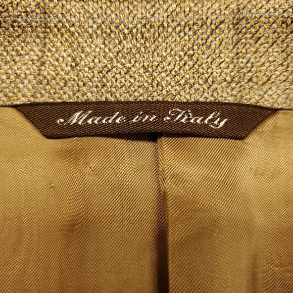 Canali Hopsack Blazer Size 42 Wool Silk Blend Brown Windowpane Plaid 3 Button - Picture 11 of 15